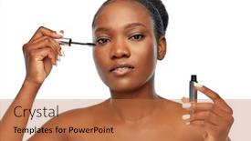  Presentation with african beauty - Amazing slide deck having beauty-make-up-and-cosmetics backdrop and a coral colored foreground