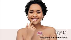  Presentation with beauty cosmetics - Cool new PPT theme with beauty-make-up-and-cosmetics backdrop and a coral colored foreground
