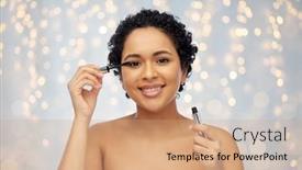  Presentation with beauty cosmetics - Audience pleasing PPT theme consisting of beauty-make-up-and-cosmetics backdrop and a coral colored foreground