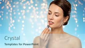  Presentation with beauty cosmetics - Cool new presentation theme with beauty-makeup-and-cosmetics-concept backdrop and a cool aqua colored foreground