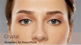  Presentation with beauty makeup - PPT theme consisting of beauty-makeup-and-vision-concept background and a coral colored foreground