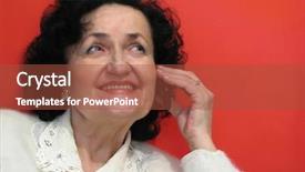  Presentation with talk - Colorful theme enhanced with beauty mature lady talk on cell phone backdrop and a red colored foreground