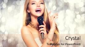 Presentation with girl model - Presentation featuring beauty model girl singer background and a coral colored foreground