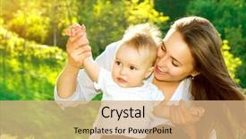  Presentation with mother baby - Slide set having beauty mum and her child background and a coral colored foreground