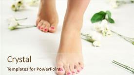  Presentation with light - Colorful slide set enhanced with beauty nails - beautiful female legs on light backdrop and a cream colored foreground