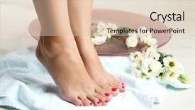  Presentation with wood floor wiht lighting - Cool new theme with beauty nails - beautiful female legs on towel backdrop and a lemonade colored foreground