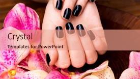  Presentation with black women - Colorful presentation design enhanced with beauty nails - beautiful women hands with black backdrop and a coral colored foreground