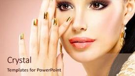  Presentation with black woman - PPT theme featuring beauty nails - closeup beautiful face of glamor background and a lemonade colored foreground