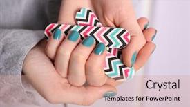  Presentation with nail art - Beautiful theme featuring beauty nails - female hands with beautiful nail backdrop and a coral colored foreground