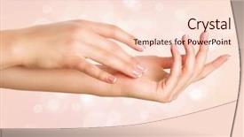  Presentation with nails manicure - Colorful theme enhanced with beauty nails over beige background backdrop and a lemonade colored foreground