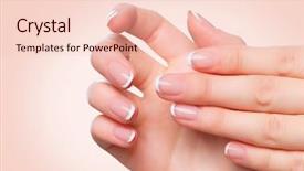  Presentation with nails manicure - Slide deck having beauty nails over beige background background and a lemonade colored foreground