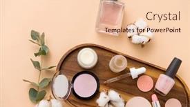  Presentation with cosmetics natural - PPT layouts enhanced with beauty-natural-cosmetics-and-make background and a lemonade colored foreground