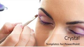  Presentation with beauty makeup - Audience pleasing theme consisting of beauty parlors - makeup outline the eyes routine backdrop and a coral colored foreground