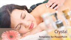  Presentation with medical spa massage outdoor balinese - Amazing PPT layouts having beauty parlors - pretty woman enjoys massage backdrop and a  colored foreground