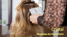 Presentation with beautician - Colorful slide deck enhanced with beauty parlour - beautician putting foils in female backdrop and a tawny brown colored foreground