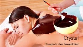  Presentation with beautician - Beautiful slides featuring beauty parlour - beautiful girl having chocolate facial backdrop and a coral colored foreground
