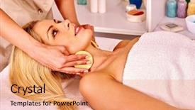  Presentation with head and neck nerves - Slide set having beauty parlour - blond beautiful woman getting head background and a  colored foreground