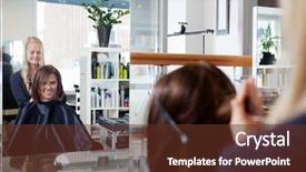  Presentation with mirror reflection - PPT theme featuring beauty parlour - mirror reflection of young woman background and a tawny brown colored foreground