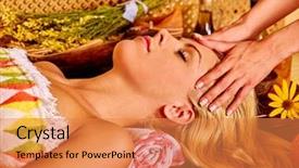  Presentation with indian woman face beauty - PPT theme enhanced with beauty parlour - woman getting classical facial massage background and a  colored foreground
