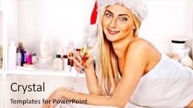  Presentation with reflexology foot massage spa foot - Slide deck featuring beauty parlour - woman getting massage in christmas background and a  colored foreground