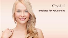  Presentation with pink beauty - Slides having beauty people and health concept - beautiful young woman with bare shoulders over pink background background and a lemonade colored foreground