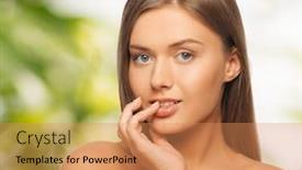  Presentation with green beauty - Cool new PPT theme with beauty-people-and-health-concept backdrop and a coral colored foreground