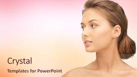  Presentation with black people healing - Colorful presentation enhanced with beauty people and health concept - beautiful young woman face looking aside over pink background backdrop and a lemonade colored foreground