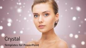  Presentation with diamond - Audience pleasing PPT theme consisting of shiny diamond earrings and pendant backdrop and a coral colored foreground