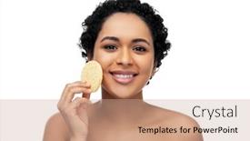  Presentation with skincare - Amazing PPT theme having beauty-people-and-skincare-concept backdrop and a coral colored foreground