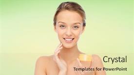  Presentation with beauty cosmetics - Slides having beauty people cosmetics skincare background and a coral colored foreground