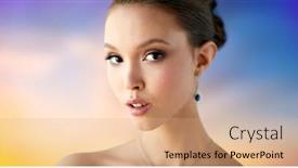  Presentation with pastel - Cool new presentation theme with beauty people make up and luxury concept - close up of beautiful asian woman or bride with earring over pastel background backdrop and a coral colored foreground