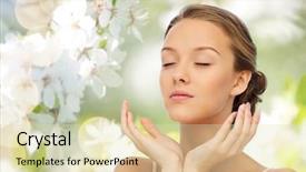 Presentation with natural skincare - Presentation theme enhanced with beauty people skincare summer background and a soft green colored foreground