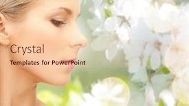  Presentation with green beauty - Audience pleasing PPT theme consisting of beauty people summer spring and health concept - beautiful young woman face over green blooming garden background backdrop and a lemonade colored foreground