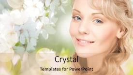  Presentation with green beauty - Colorful presentation design enhanced with green blooming garden background backdrop and a coral colored foreground