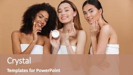  Presentation with asian - Presentation with beauty photo of three smilng background and a coral colored foreground