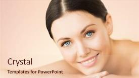  Presentation with spa salon - Slide set having beauty portrait - picture of woman in spa background and a lemonade colored foreground