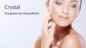  Presentation with tv studio - Theme with beauty portrait - young beautiful girl in studio background and a sky blue colored foreground