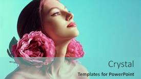  Presentation with beauty cosmetics - Slide set consisting of beauty-portrait-a-beautiful-gentle background and a  colored foreground