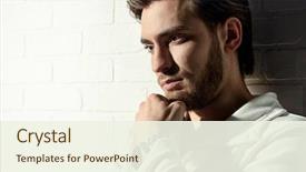  Presentation with white brick wall - PPT theme having wall men's beauty fashion background and a cream colored foreground