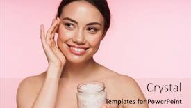  Presentation with pink beauty - Theme having beauty-portrait-of-a-beautiful background and a coral colored foreground