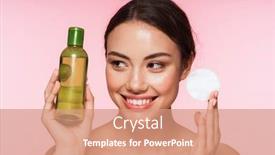  Presentation with cleansing - PPT theme featuring beauty-portrait-of-a-beautiful background and a coral colored foreground