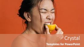  Presentation with lemon - PPT theme enhanced with beauty-portrait-of-a-beautiful background and a coral colored foreground