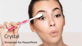  Presentation with beauty - Amazing PPT layouts having beauty portrait of a funny backdrop and a coral colored foreground