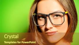  Presentation with green fashion - Presentation theme featuring spectacles and bright yellow background and a tawny brown colored foreground