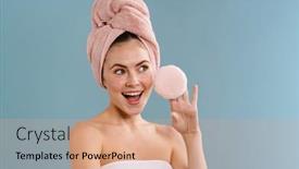  Presentation with beauty - Audience pleasing PPT theme consisting of beauty-portrait-of-a-pretty backdrop and a coral colored foreground