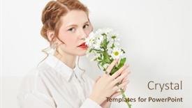  Presentation with beauty cosmetics - Slide set with beauty-portrait-of-a-pretty background and a  colored foreground