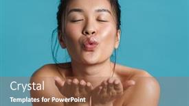  Presentation with fitness and beauty - Beautiful slide set featuring beauty-portrait-of-a-smiling backdrop and a tawny brown colored foreground