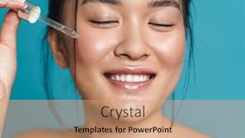  Presentation with facial - Presentation design featuring beauty-portrait-of-a-smiling background and a coral colored foreground