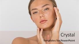  Presentation with beauty contest pageant - PPT theme featuring beauty portrait of a topless background and a coral colored foreground