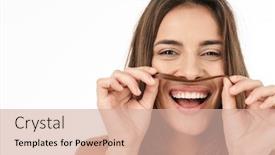  Presentation with beauty - PPT theme consisting of beauty-portrait-of-an-attractive background and a soft green colored foreground